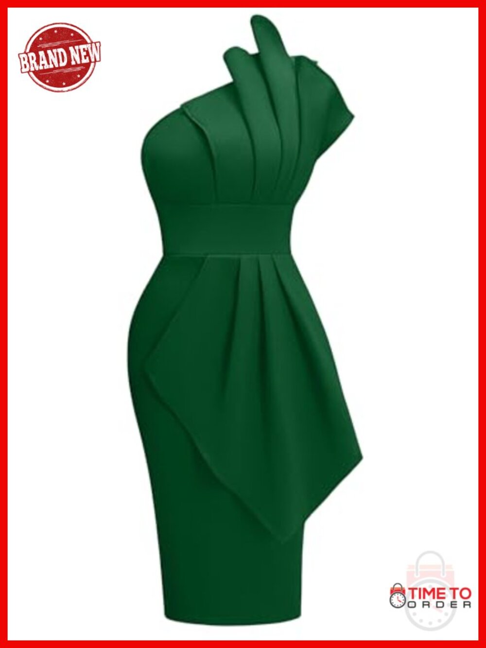 One Shoulder Pleated Midi Dress Polyester Spandex Party Club Night Out